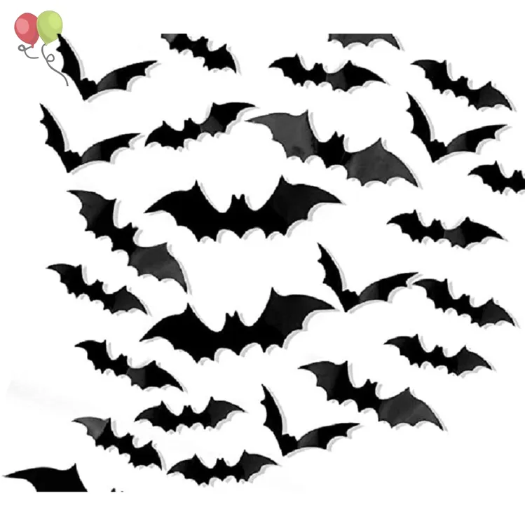 120PCS 3D Bats Sticker Halloween Party Supplies Reusable Decorative Scary Wall Decal for Home Window Clings Decorations KD031