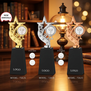 Trofeo de Metal Fundido a Presión con Tema de Ángel Personalizado, Base Negra Plateada, Modelo 720, Grabado Láser Duradero, Premio Portátil para Juegos Deportivos - Product Image 1