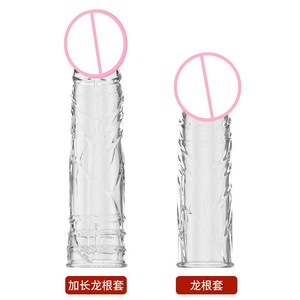 Kondom Penis Ärmel Männliche Vergrößerung Zeit verzögerung Kitzler Massage gerät Abdeckung Kristall klare Kondome Adult <span class=keywords><strong>Sex</strong></span> Toy - Product Image 4