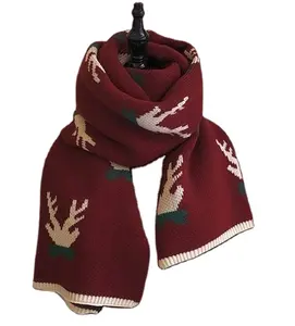 新品节圣诞装饰冬季保暖红色围巾披肩冬季针织围巾
