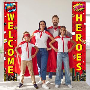 Banderas de bienvenida para puerta con diseño de telaraña roja, letreros de bienvenida para porche con arañas, decoración colgante de bienvenida, pancartas de telaraña para puerta. - Product Image 5
