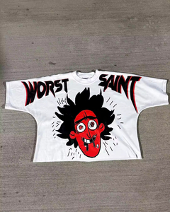 Wholesale 100% Cotton Men's T-Shirt Custom Streetwear Oversized Full Silk Screen <strong>Printing</strong> Blank <strong>Design</strong> 260G <strong>Graphic</strong> T-Shirt - Product Image 5