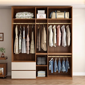 Armoire en <span class=keywords><strong>bois</strong></span> massif segmentée, design sans poignée, panneau <span class=keywords><strong>OSB</strong></span>, placard fini, grande capacité de rangement, pour la maison, la chambre à coucher - Product Image 3