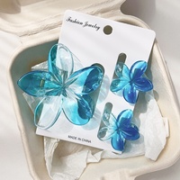 Set Jepit Rambut Plastik Motif Bunga Frangipani & Jacaranda untuk Wanita, Cocok untuk Liburan di Pantai