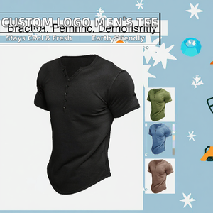 Camiseta Henley para Hombre, Marca Ever Top, con Logotipo Personalizado, 100% Poliéster, Manga Corta, con Botones, Estilo Jersey, Holgada, Transpirable - Product Image 2