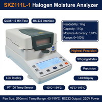 Analizador de Humedad Halógeno de Alta Precisión SKZ111L-1 110g/1mg, Precisión del 0.01% para Granos, Alimentos, Laboratorio, Tabaco, Suelo