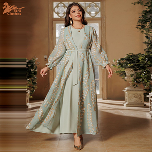 Ab411 2024 Uni Mở Abaya Mùa Hè Thanh Lịch Thiết Kế Độc Đáo Tiên Tiến Cảm Ứng Mịn Mỏng Và Lỏng Lẻo Hồi Giáo Cô Gái Mỏng Hàng Ngày Abaya - Product Image 3