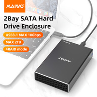 Dual Bay USB-C 10Gbps 2.5 "SATA HDD casing aluminium RAID SSD Enclosure dengan RAID 0/1/JBOD penyimpanan HDD fungsi besar