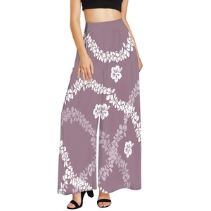 2024 nouvelle mode taille haute femmes pantalons larges Pikake arabe jasmin imprimer lâche femmes pantalons - Product Image 2