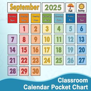 Calendario de bolsillo para el aula, juego de tarjetas mensuales con información meteorológica, 70 tarjetas, gestión del tiempo, regreso a clases, material Oxford - Product Image 3
