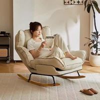 Fauteuil à bascule - Canapé lounge - Cadre en métal et daim - Minimaliste moderne - Pliable - Inclinable - Capacité 150 kg - Utilisation à domicile - Salon - Balcon