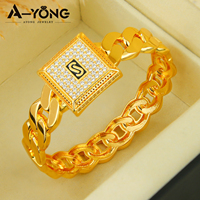 Ensemble de bagues et bracelets en zircon de design européen, luxe plaqué or 24 carats, bijoux hip-hop imperméables pour femmes