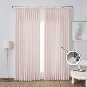 Pizzicare <span class=keywords><strong>tende</strong></span> di lino pieghettate <span class=keywords><strong>tende</strong></span> rosa pieghettate alla francese <span class=keywords><strong>tende</strong></span> da finestra di lusso - Product Image 1