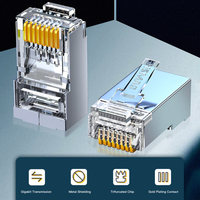 SAMZHE - Paquete de 10 Conectores RJ45 CAT6 FTP Chapados en Oro de 15u, Cable de Red Ethernet Cat6 con Blindaje, Conector Modular 8P8C, Orificio de 1.1mm