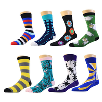 Vente en gros de coffret cadeau personnalisé Chaussettes colorées et amusantes en coton personnalisées pour hommes