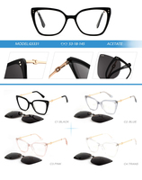 Lunettes de soleil polarisées à clip magnétique en acétate et métal, vente en gros, personnalisables OEM/ODM G5331