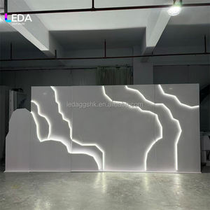 LEDA Luxury Modern White Acrylic Wedding Backdrop LED Light Wave Shape Design Customizable Size for Wedding Reception <b>Engagement</b> - Product Image 2