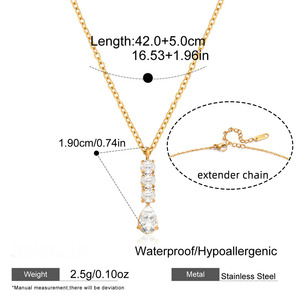 Collier pendentif ERESI Fashion, plaqué <span class=keywords><strong>PVD</strong></span>, plaqué or 18 carats, collier empilable, zircone, collier chinois, bijoux en acier inoxydable - Product Image 5