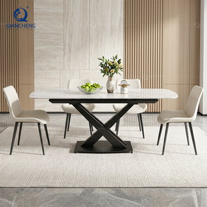 <span class=keywords><strong>Table</strong></span> à manger extensible moderne personnalisée, gain de place, pieds en métal, plateau en ardoise blanche - Product Image 4