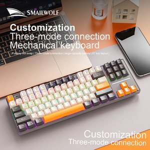Smailwolf mk87 Ba chế độ chơi game Bàn phím không dây 2.4G, Bluetooth 5.0, có dây, hot-swappable cơ khí chuyển đổi, RGB Backlit - Product Image 2