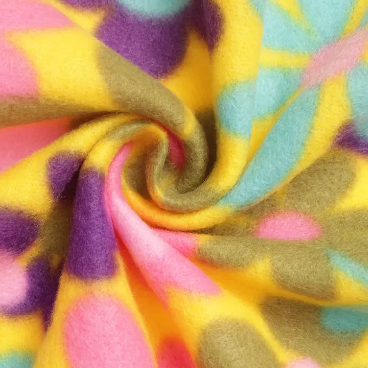 New Fashion Design Printed Flower Pattern Single-sided Velvet Polar Fleece