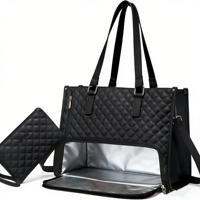 Bolsa de Mano Impermeable de Gran Capacidad 2 en 1 para Mujer, Bolsa de Almuerzo, Bolsa de Negocios, Bolsa de Computadora de PU con Bolsa Térmica Aislada
