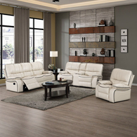 Canapé sectionnel inclinable Frank Premium en cuir respirant avec haut-parleur Bluetooth pour salon, cinéma familial, soirée