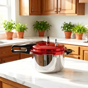 Autocuiseur Électrique et Compatible Induction 5 <span class=keywords><strong>Litres</strong></span> avec Couvercle Rouge, Idéal pour la Maison, Marmite à Soupe et Cuiseur à Riz en Aluminium - Product Image 1