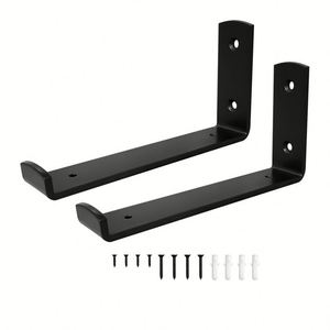 Paquete de 6 soportes de estante grandes soportes de metal resistentes soportes negros con estante flotante DIY con Hardware - Product Image 1