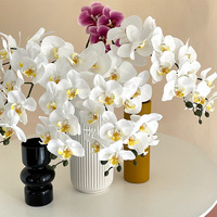 ZUOYI Bunga Anggrek Phalaenopsis Kupu-kupu Sentuhan Nyata Buatan Lateks Cetakan 3D 80CM 7 Kepala untuk Pernikahan