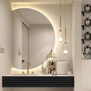 Custom Size Large Farmeless Led Light Smart Defog <strong>Half</strong> Moon Shape LED Light <strong>Mirror</strong> With Anti Fog - Product Image 2