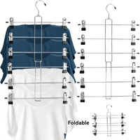 Organisateur de vêtements multifonctionnel et peu encombrant, cintre pliable en métal à 6 niveaux pour jeans, jupes et pantalons