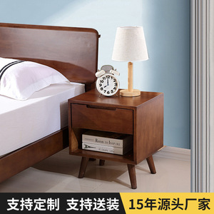 Solid Wood Bedside Table 2 <b>Drawers</b> Durable Storage Bedroom Furniture - Product Image 4