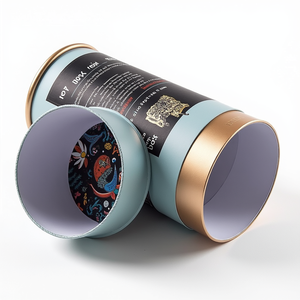 Boîtes cylindriques en carton noir personnalisées, emballage luxueux en tube de papier pour cadeaux, cosmétiques, bijoux, flacons de parfum, mariage, fête - Product Image 2