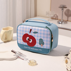 Boîte à cosmétiques imprimée avec une citation inspirante - Trousse de maquillage de voyage à motifs color block, à carreaux et à fruits - Product Image 2