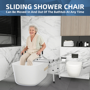 360 °   Silla de Ducha Giratoria y Deslizante, Banco de Transferencia Ajustable para Bañera, Almohadilla Antideslizante, Reposabrazos Impermeables, Capacidad de Peso de 350 LB, Silla de Baño - Product Image 5