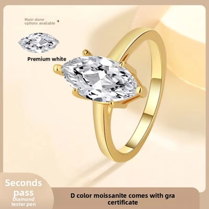 S925 Sterling Silber Moissanit Olivenschliff 1 Karat 2 3 VVS GRA Zertifizierter Damenring Hochzeit Party Geburtstag Schmuck - Product Image 2