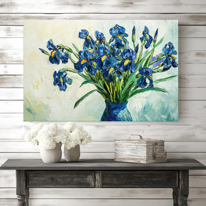 Impasto <span class=keywords><strong>Iris</strong></span> Bouquet Canvas Wall Art - <span class=keywords><strong>Van</strong></span> <span class=keywords><strong>Gogh</strong></span> Style Floral Canvas Print Wall Art para decoración de sala de estar y dormitorio - Product Image 4