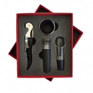 Ouvre-bouteille de vin multifonctionnel en acier inoxydable, ensemble de 4 pièces, écologique, coffret cadeau, best-seller en ligne - Product Image 2