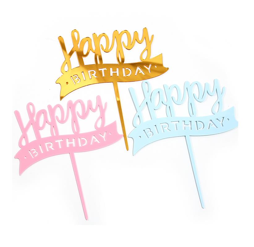 Лидер продаж с фабрики, желтый, синий, розовый, акриловый Топпер для торта на день рождения, топпер для торта, украшение для торта на день рождения для девочек
