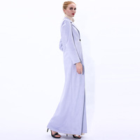 Abaya d'hiver épaisse pour femmes musulmanes en tissu suédé pur, fermeture à un bouton sur le devant, col rabattu, 2 poches latérales