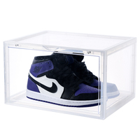 Boîte à chaussures empilable transparente à ouverture frontale avec aimants, boîte de rangement en acrylique, boîte de présentation transparente pour baskets, personnalisable Taizhou