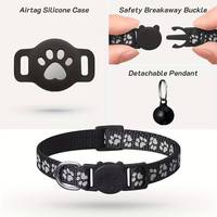 Collier pour chat en nylon durable avec clochette, réfléchissant, à libération rapide, compatible Airtag, étui de protection pour traceur GPS, réglable, vente en gros