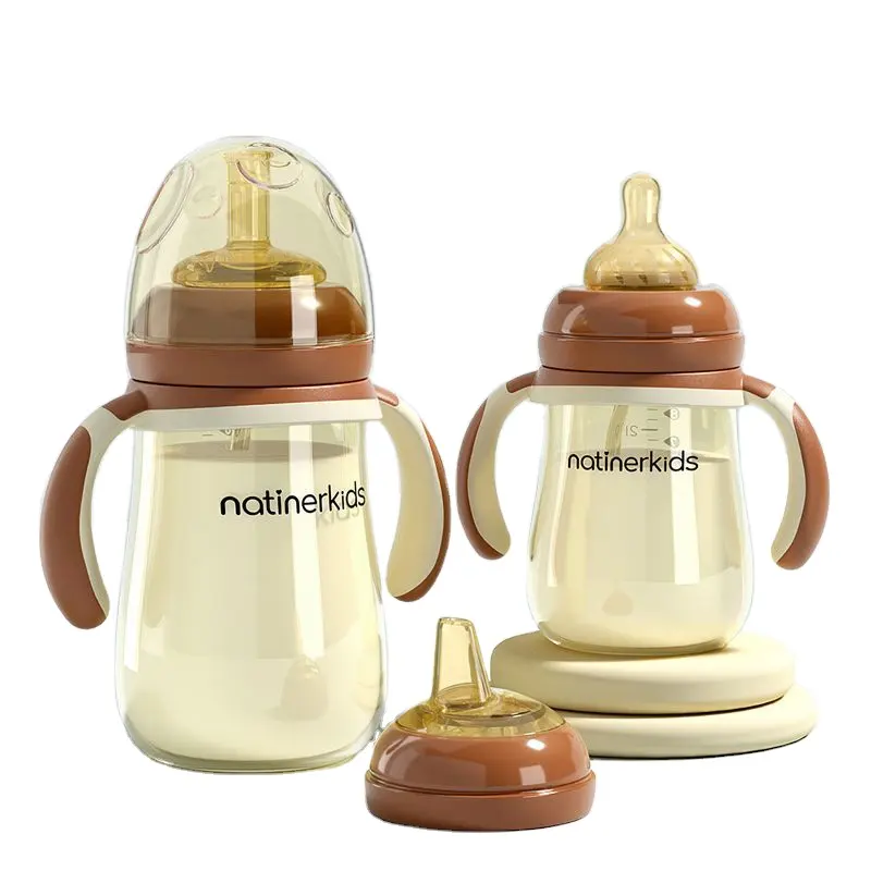 PP 180ml/240ml/300ml bottiglia di latte per bambini in Silicone copertura Anti-caduta biberon diametro largo con paglia Baby BPA Free