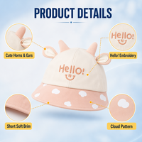 Casquette de baseball pour bébé et tout-petit avec design 3D en forme de corne de bœuf, bord souple, chapeau de soleil d'été respirant pour garçons et filles