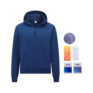 Sweat-shirt à capuche mi-zippé en polaire DuPont Sorona, doublure en coton, vêtements décontractés pour l'automne et l'hiver, sweats à capuche pour hommes - Product Image 4