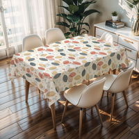Nappe carrée en PVC jaune motif plantes RNPT, rouleau de nappe en PVC écologique avec table en tissu pour pique-nique, camping, fête