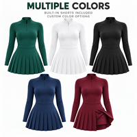 Robe de tennis personnalisée pour femmes, manches longues, demi-zip, plissée, avec short intégré pour les matchs de tennis