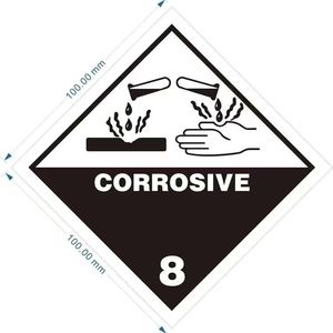Étiquette de danger corrosif classe 8, autocollant PVC imperméable pour le transport de produits chimiques, avertissement, usage industriel - Product Image 2