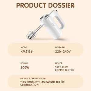 Batteur Électrique Portatif DSP KM2136 avec Fouet, Crochet Pétrisseur et Batteur Plat pour la Pâtisserie Domestique - Product Image 4